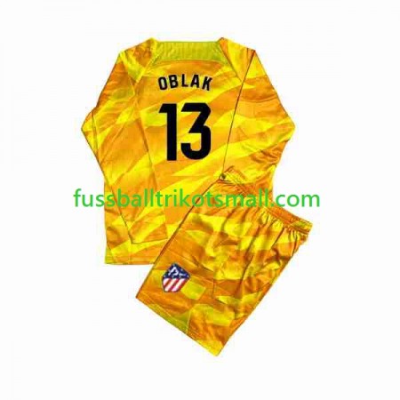 Fußballtrikots Atlético Madrid Jan Oblak 13 Torwart Kinder Orange 2023-2024 Langarm